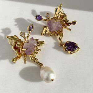 Baroque Butterfly Pearl Earrings